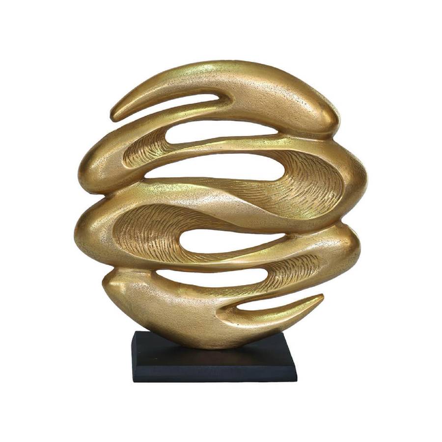 Gold Lava Sculpture on Black Base