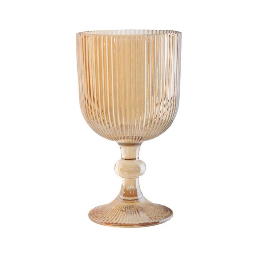 Ribbed Amber Wine Glass