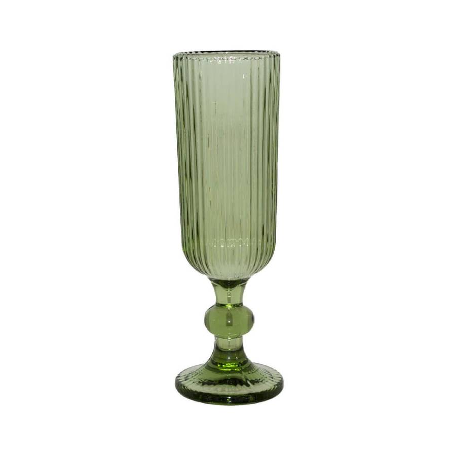 Ribbed Green Champagne Flute