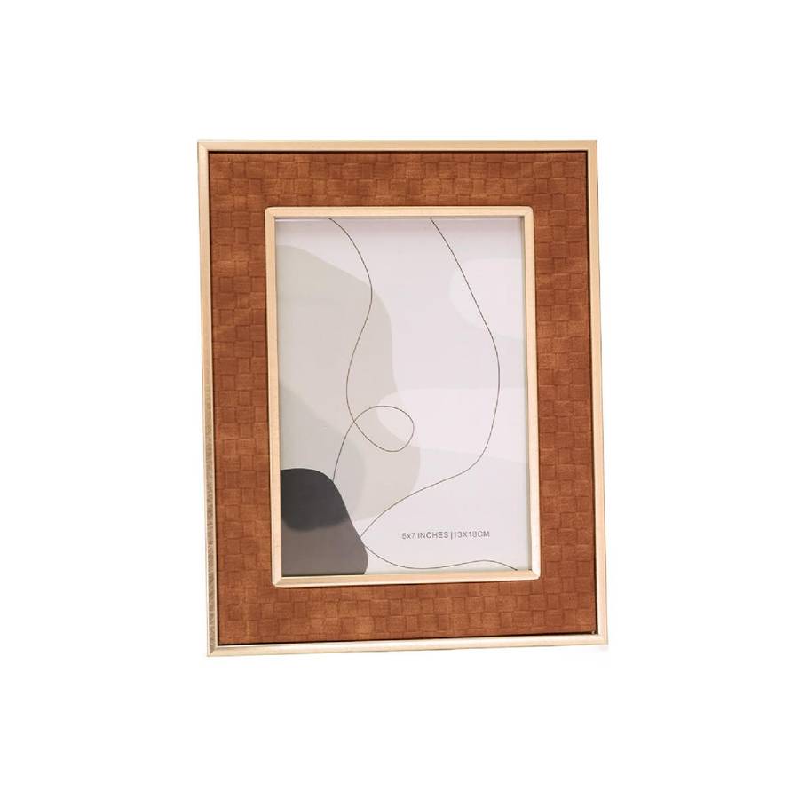 Textured PU Leather & Gold Photo Frame