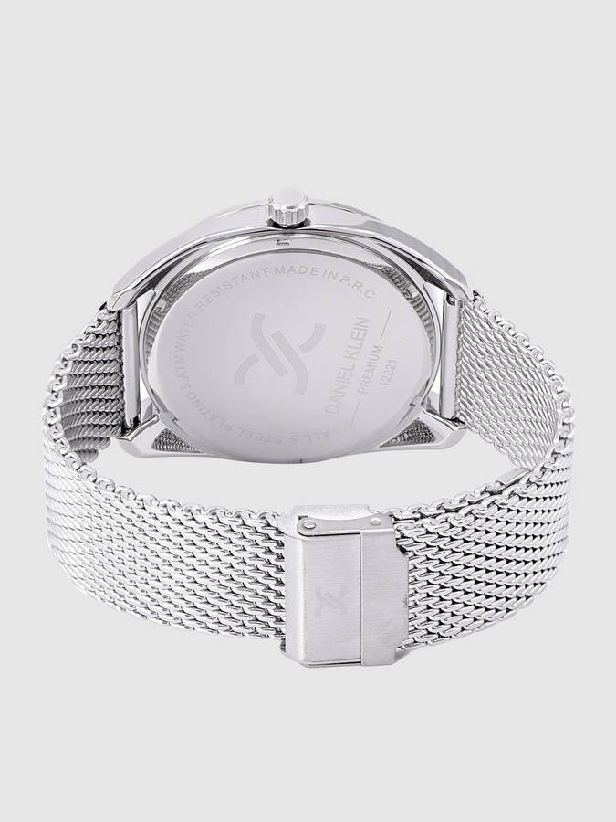 Daniel Klein Watch DK12221-2 Blue & Silver Bezel & Dial On Stainless Steel Mesh