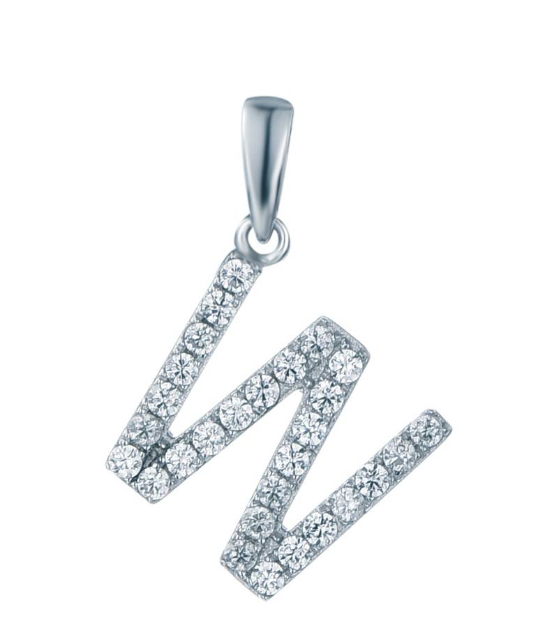 Sterling Silver Micro Set Letter W Pendant SP00038