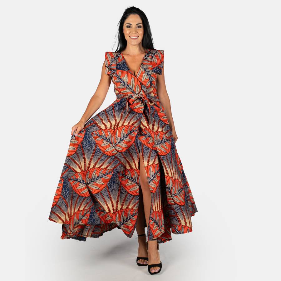 Women's Leafy Sponono Spring Dress - Orange