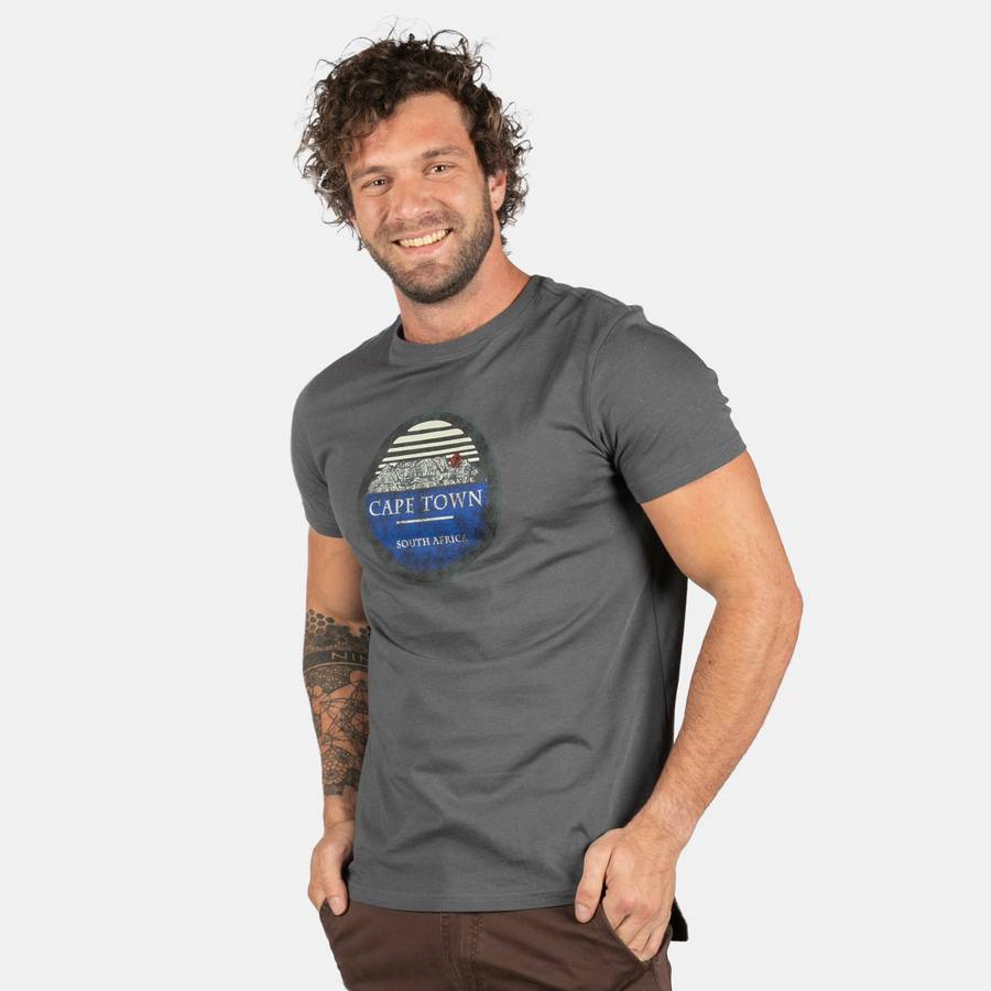 Men's Short Sleeve Table Mountain T-Shirt - Charcoal