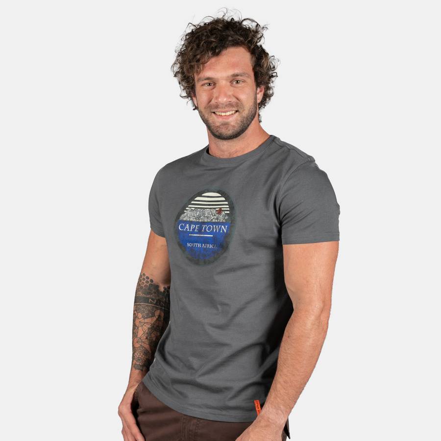 Men's Short Sleeve Table Mountain T-Shirt - Charcoal