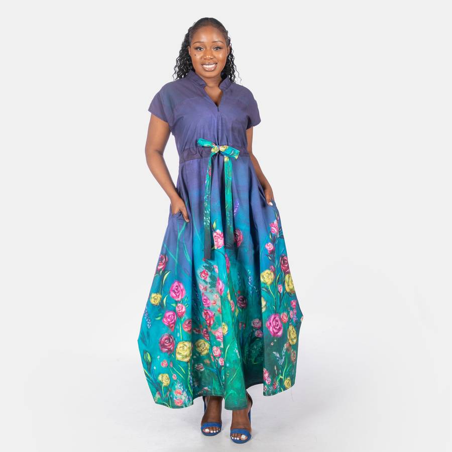 Ladies' Flare Magic Garden Dress - Navy