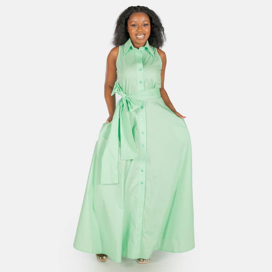 Ladies' Madrid Wrap Dress  with Colar- Mint