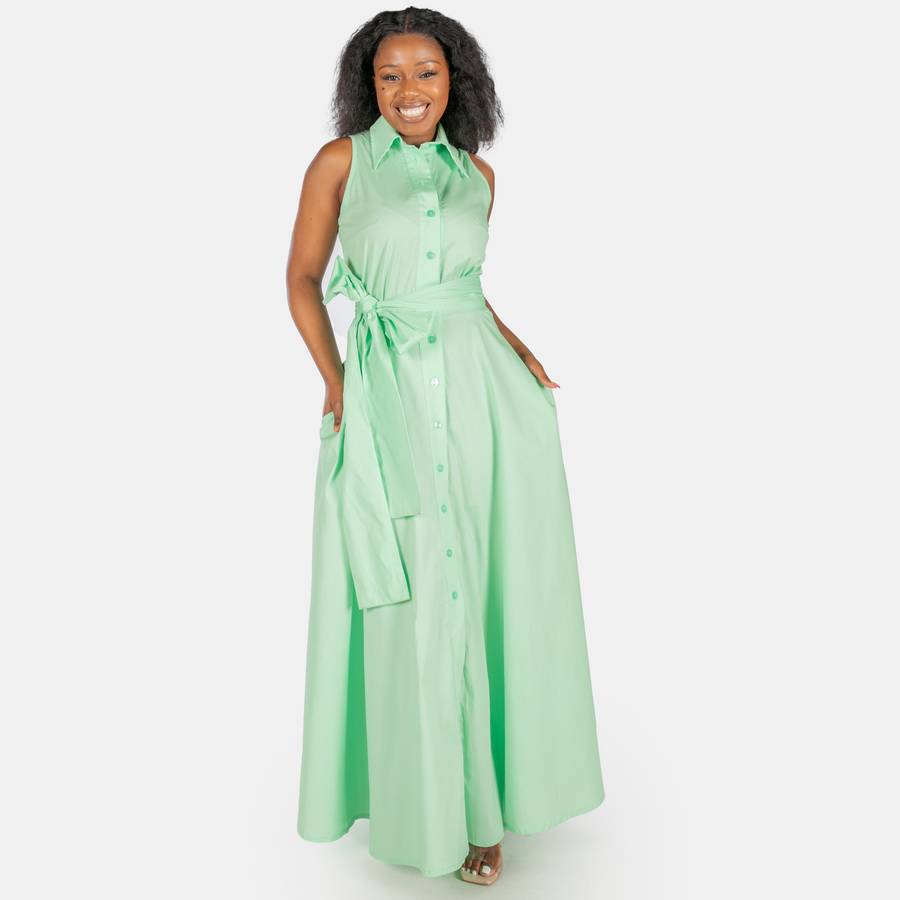 Ladies' Madrid Wrap Dress  with Colar- Mint
