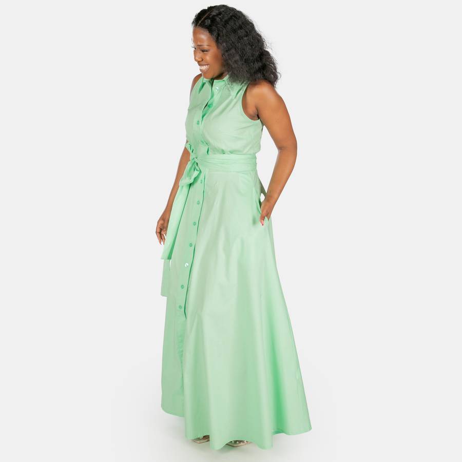 Ladies' Madrid Wrap Dress  with Colar- Mint