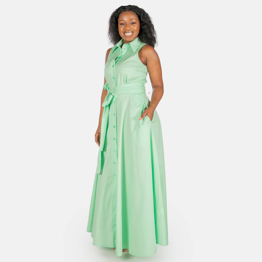 Ladies' Madrid Wrap Dress  with Colar- Mint