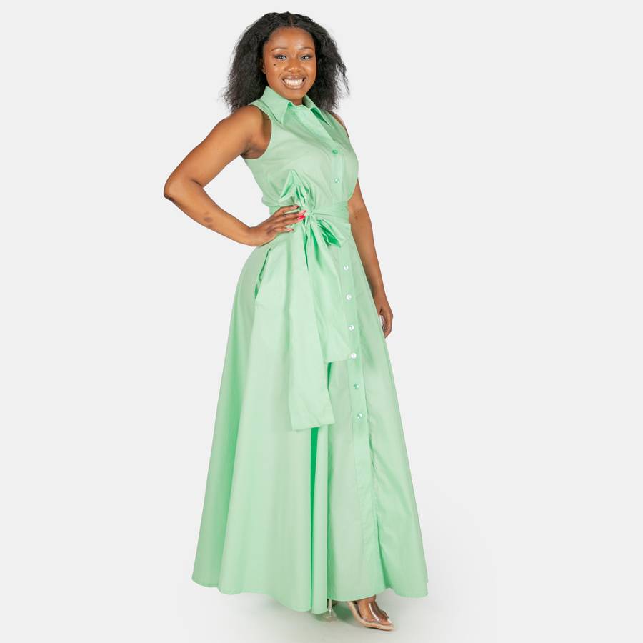 Ladies' Madrid Wrap Dress  with Colar- Mint