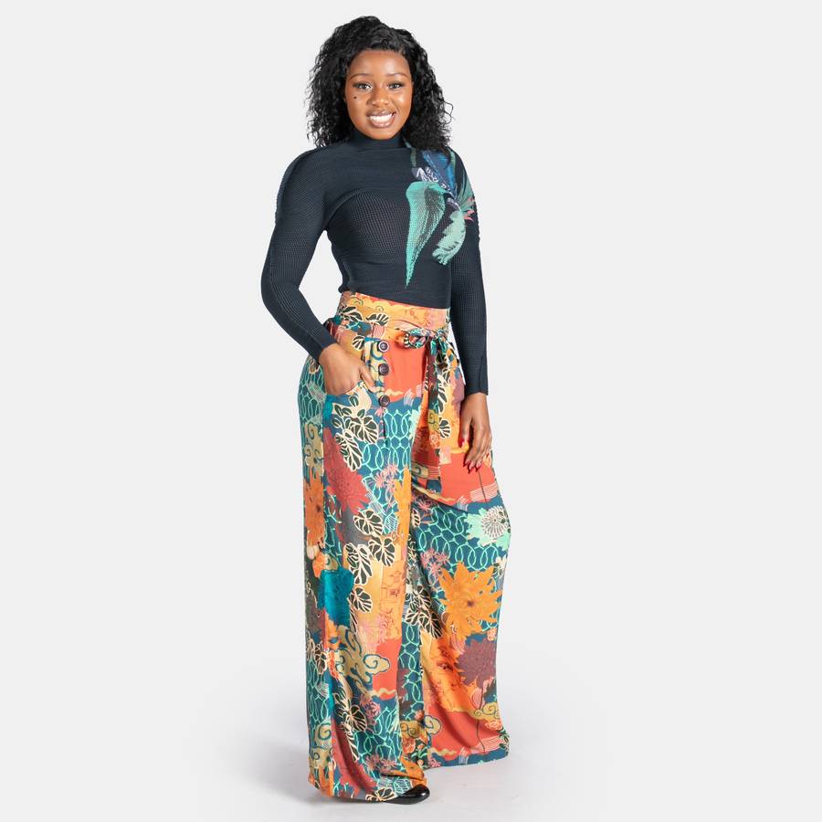 6 Button Pants - Teal