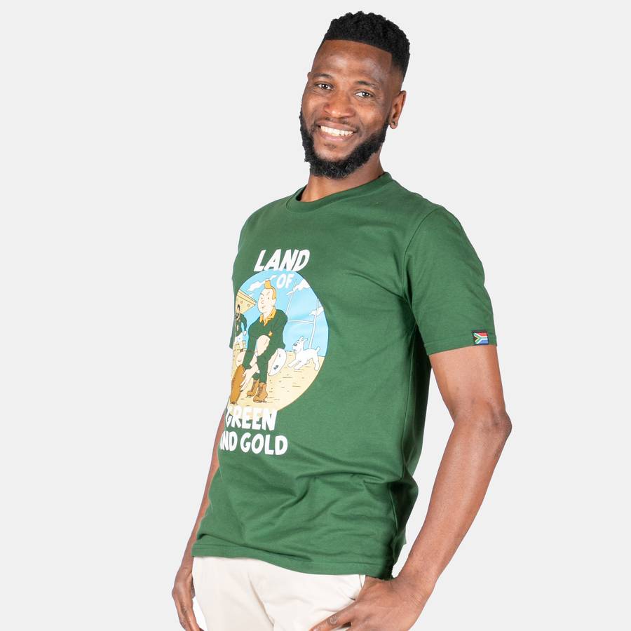 Men's Tin Tin Green And Gold T-Shirt