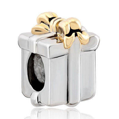 Pugster Silver Bowknot Box European Infant Charm Bead A49 Fits Pandora