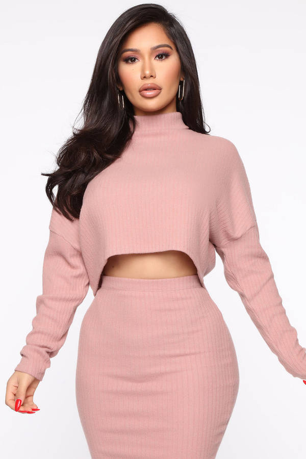 FASHIONNOVA - I`m Your Match Sweater Set - Dark Rose (M, L, XL Available)