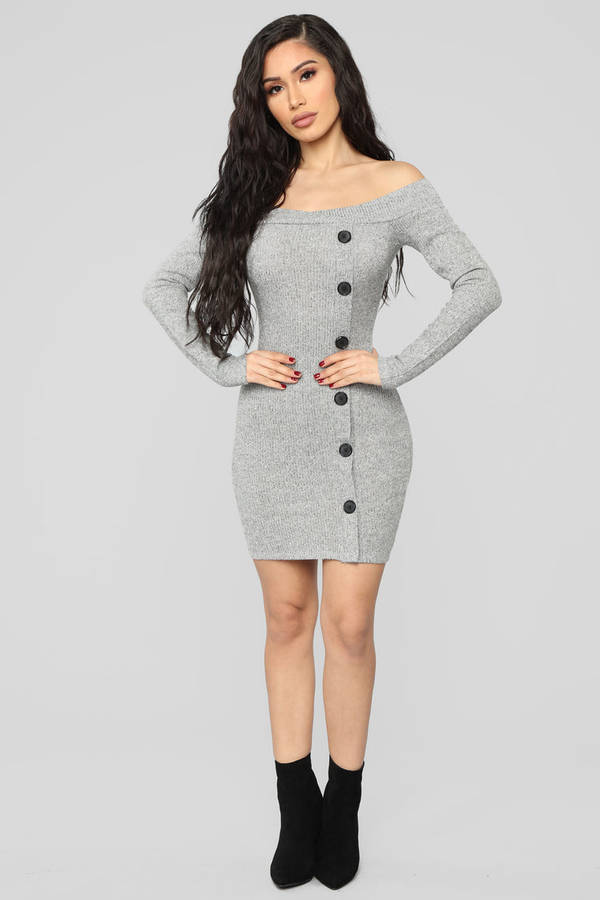 FASHIONNOVA - Making An Appearance Mini Dress - Heather Grey (M and L Available)