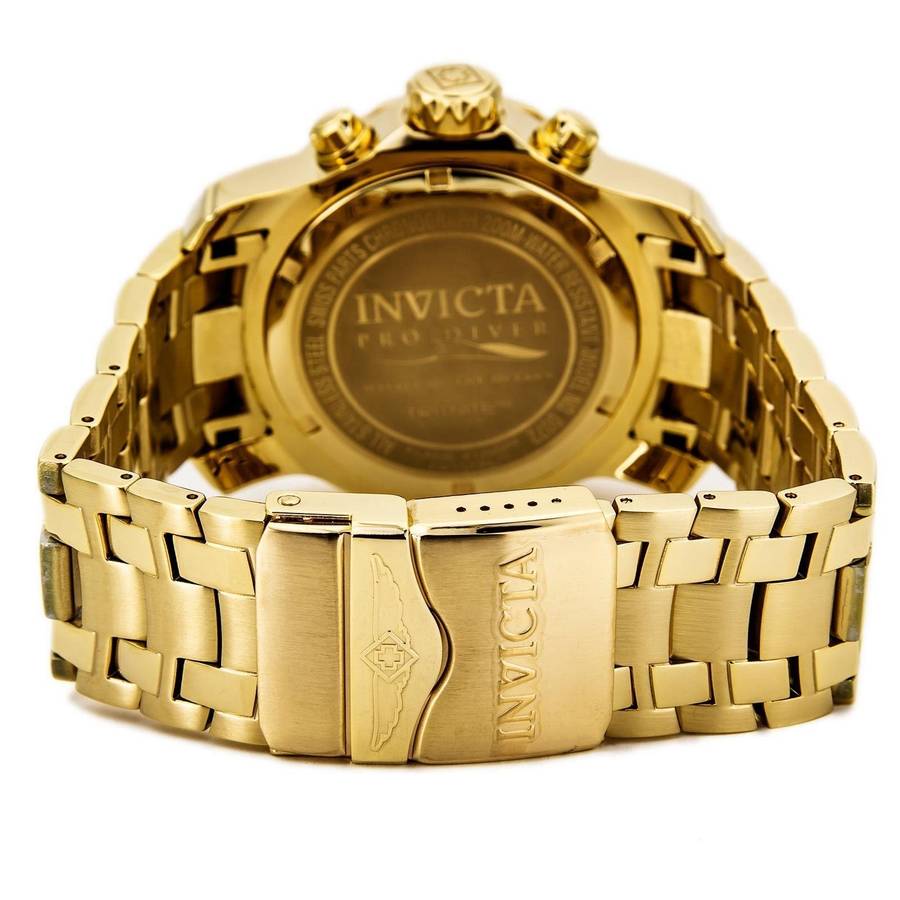 Invicta Men's 0072 Pro Diver Collection Chronograph 18k Gold-Plated Watch, Gold/Black