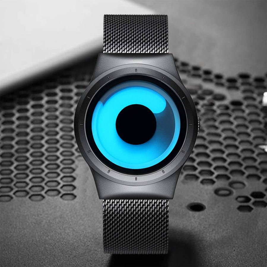 Mens Black Watches Men Waterproof Unique Design Cool Wrist Watch Stainless Steel Mesh Watch for M...