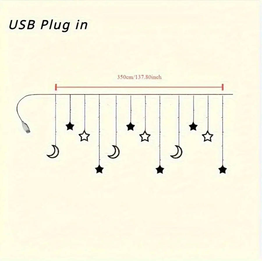Moon & star Fairy Lights - USB