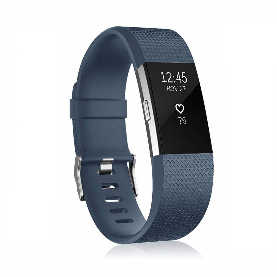 Linxure Silicone Replacement Strap for the Fitbit Charge 2 - Black - Large - Navy