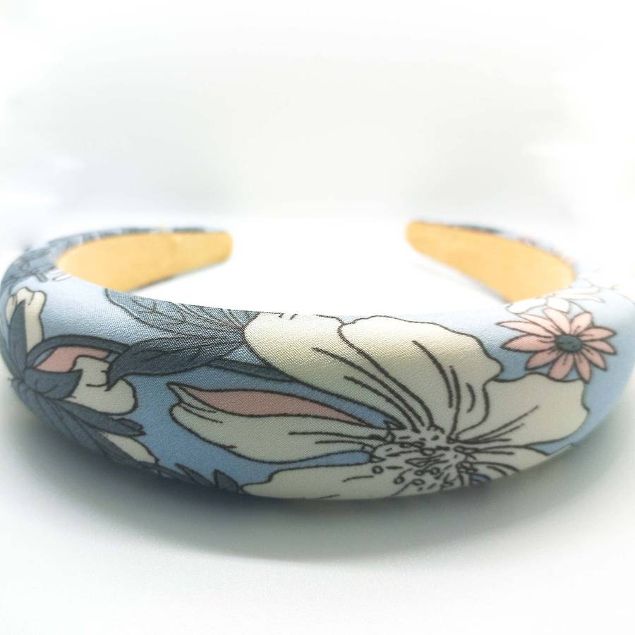Sky Blue & White Floral Alice Band