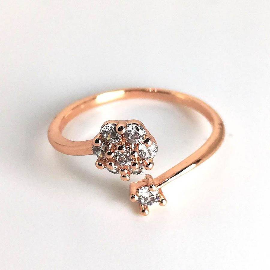 Rose Gold Diamante Wrap Ring - Medium