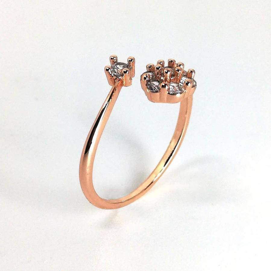 Rose Gold Diamante Wrap Ring - Medium