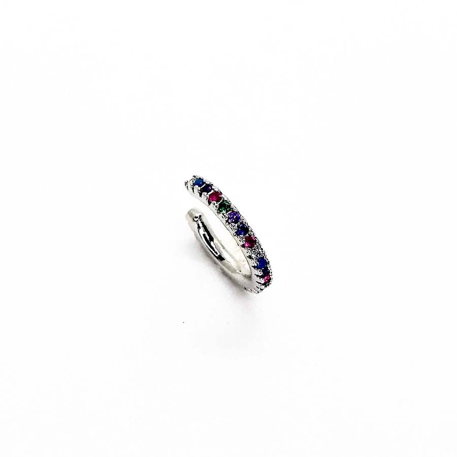Ear Cuff Silver Plated with Multi Color Diamante Detail