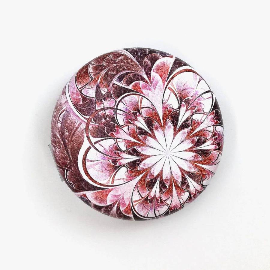 Round Designer Compact Mirror- Rust Pink