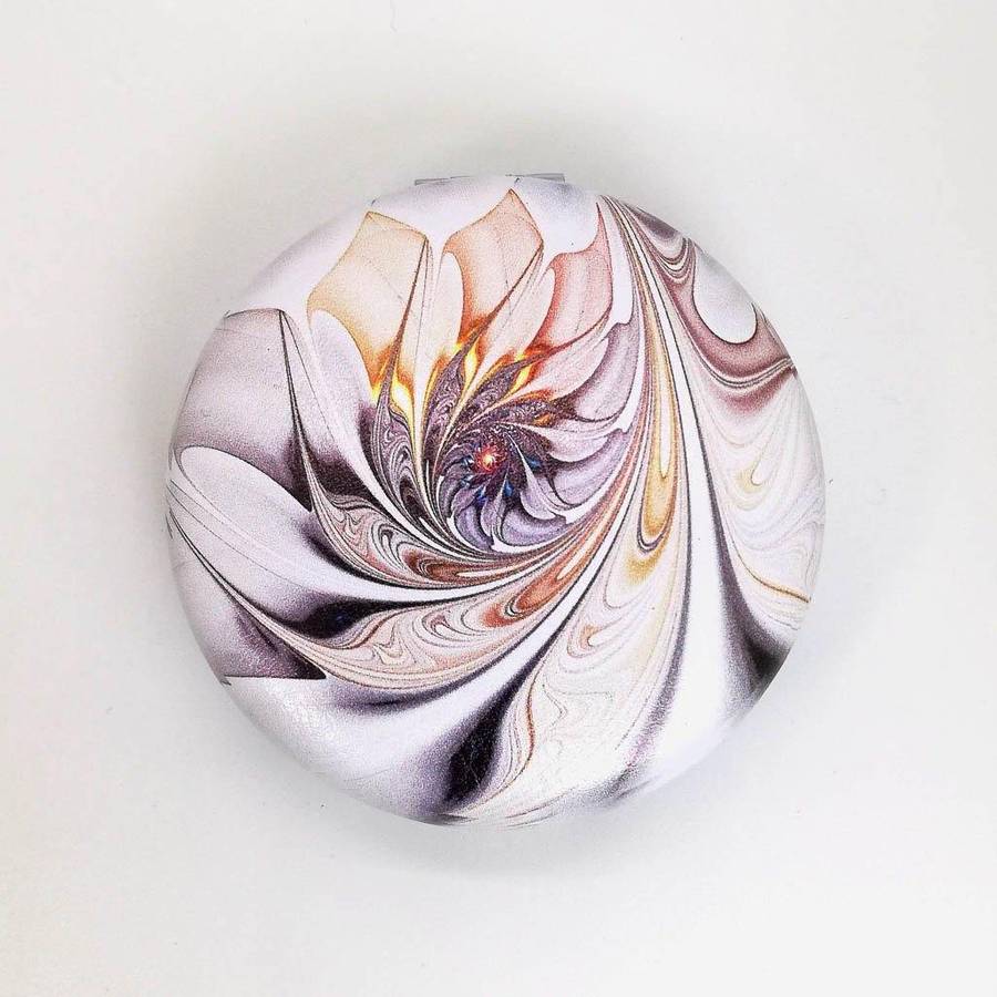 Round Designer Compact Mirror- White