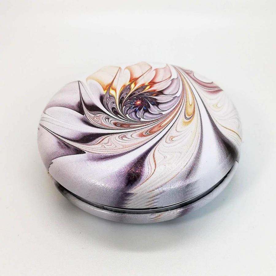 Round Designer Compact Mirror- White