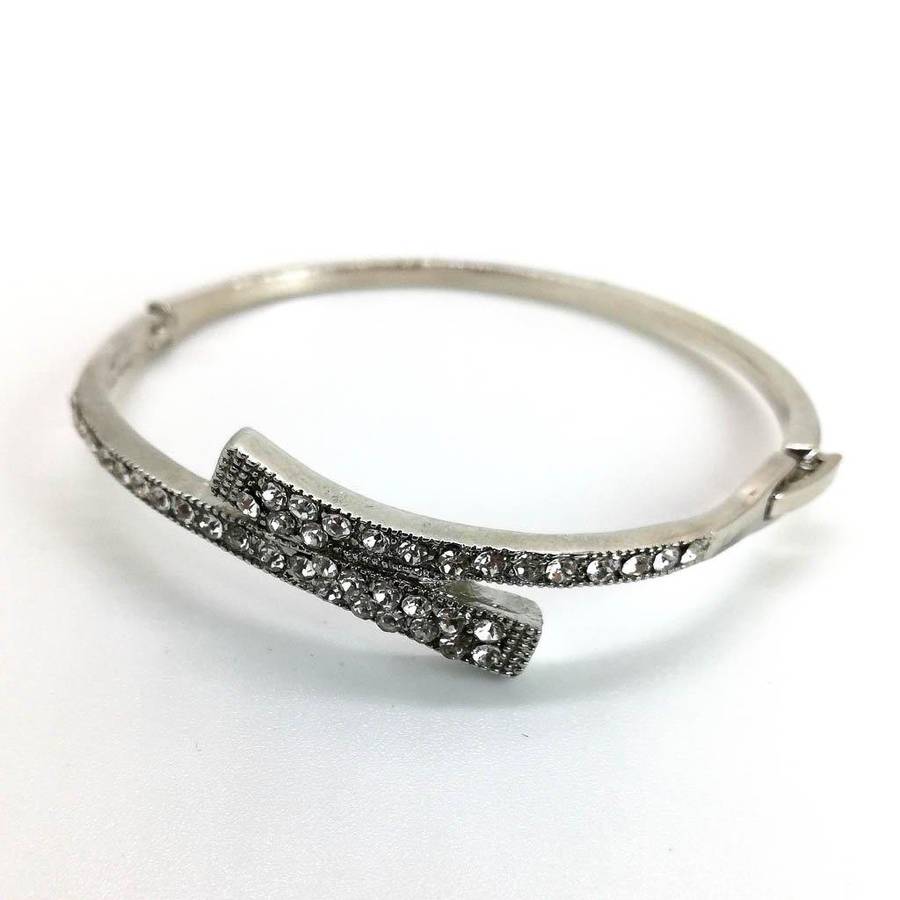 Silver Diamante Wrap Bracelet - Medium