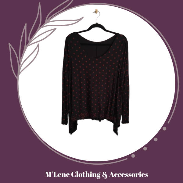 Longsleeve Top - Black with Red Polkadots