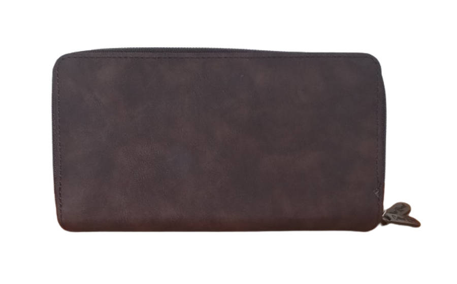 Cotton Road Double Zip Wallet - Maroon & Brown