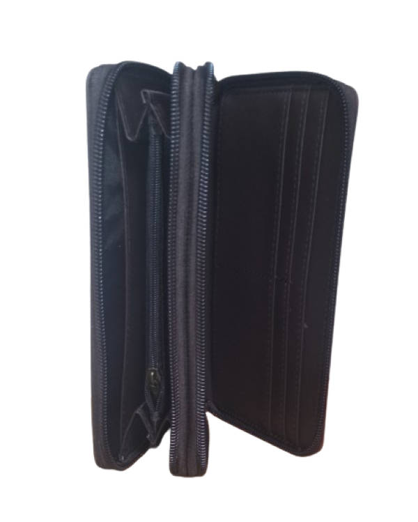 Cotton Road Double Zip Wallet - Maroon & Brown
