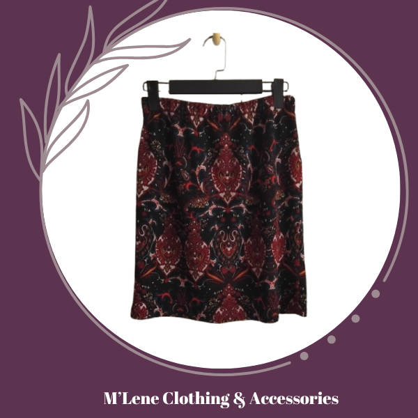 Winter Mini Skirt - Black/Wine/Blue Paisley Print