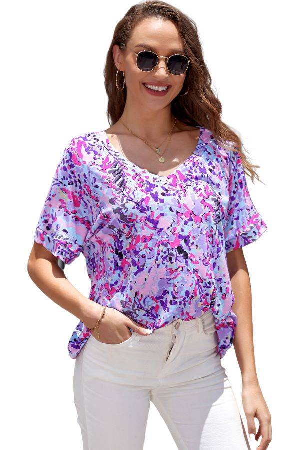 Ladies Pink Floral Print Tee