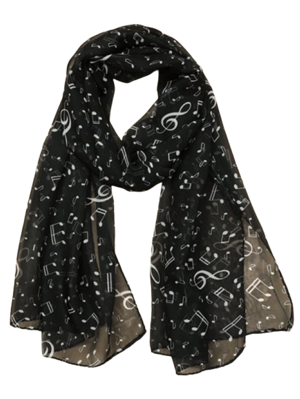 Scarf - Black - Music Notes