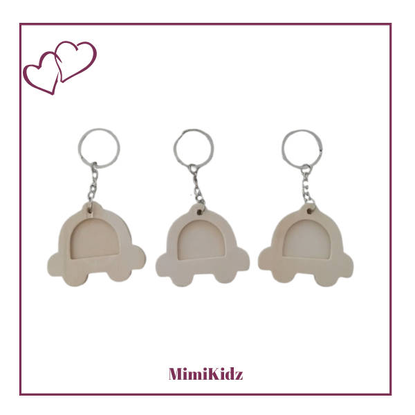 Wooden Blank Keyrings - Car