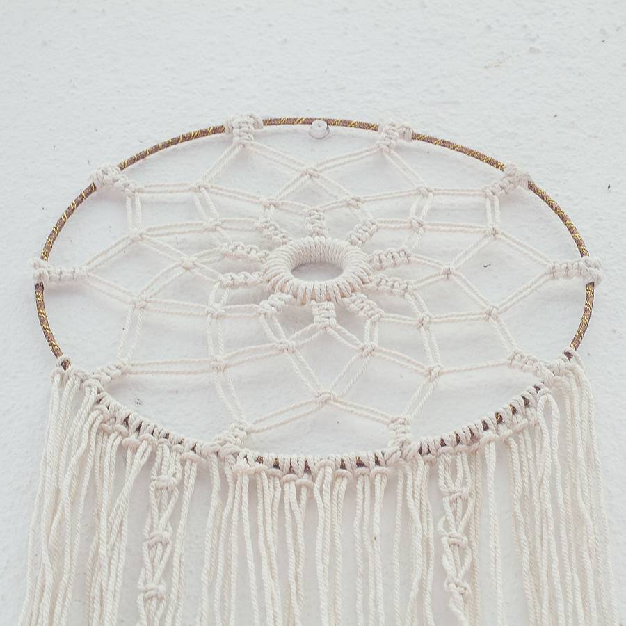 Bohemian Woven Tassel  Dream Catcher - White - Flower