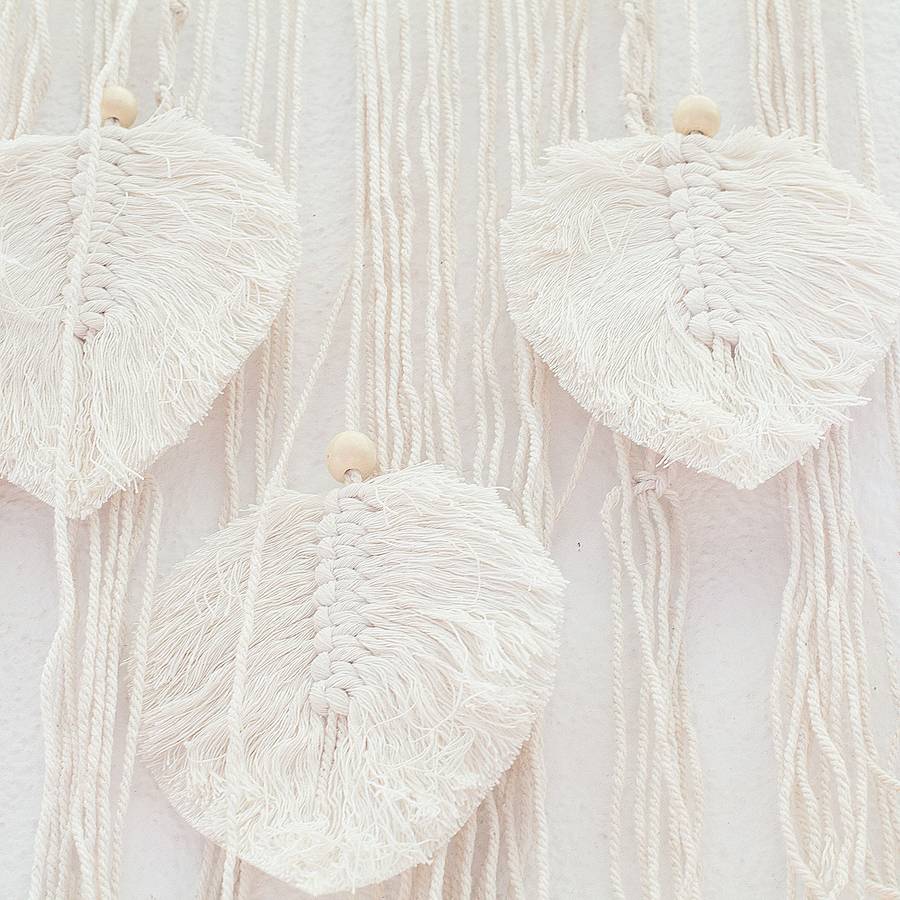 Bohemian Woven Tassel  Dream Catcher - White - Flower