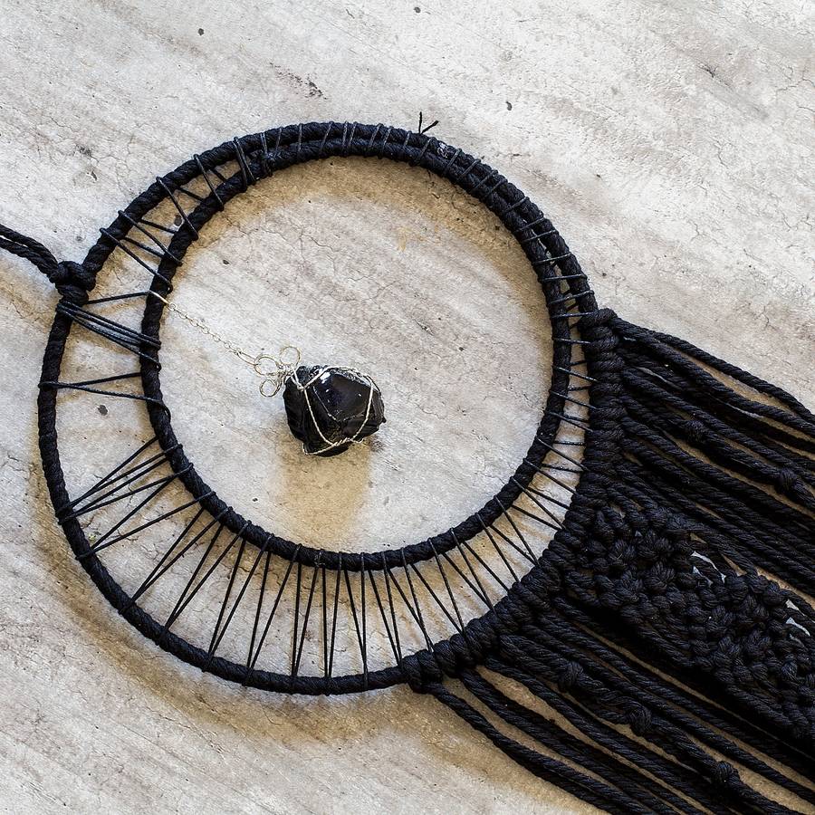 Bohemian Woven Tassel  Dream Catcher - Black - Sun Moon