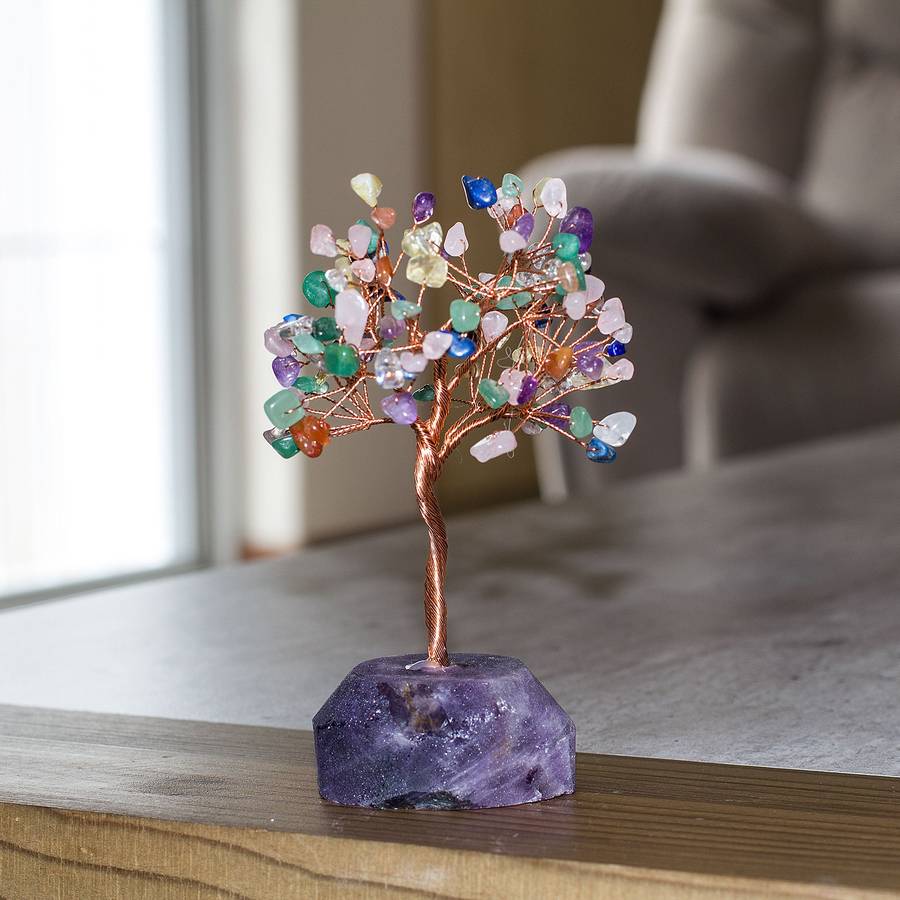 Crystal Chip Tree Rough Base - Amethyst / Colorful Flourite