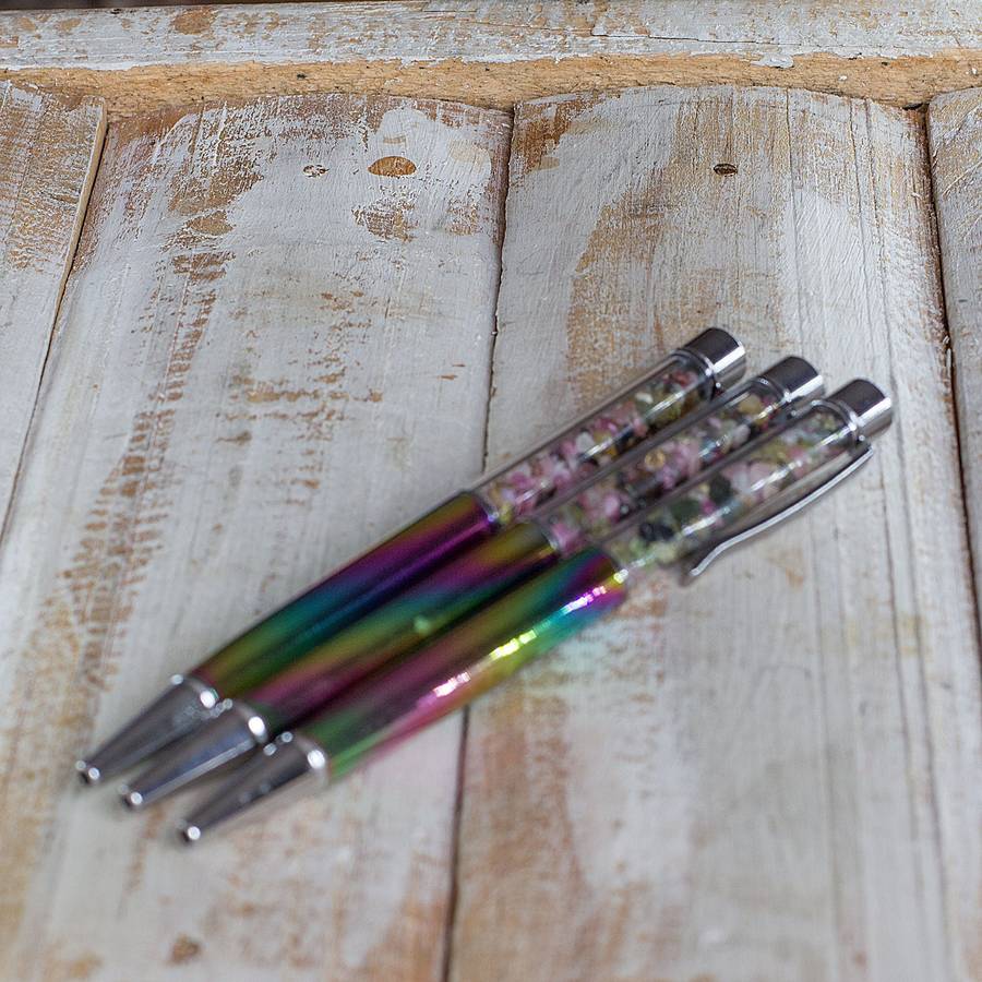 Crystal Gemstone Pen  - Silver - Fluorite