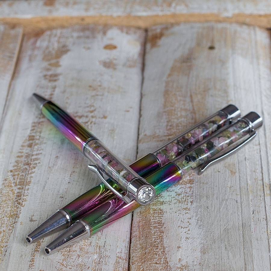 Crystal Gemstone Pen  - Silver - Fluorite