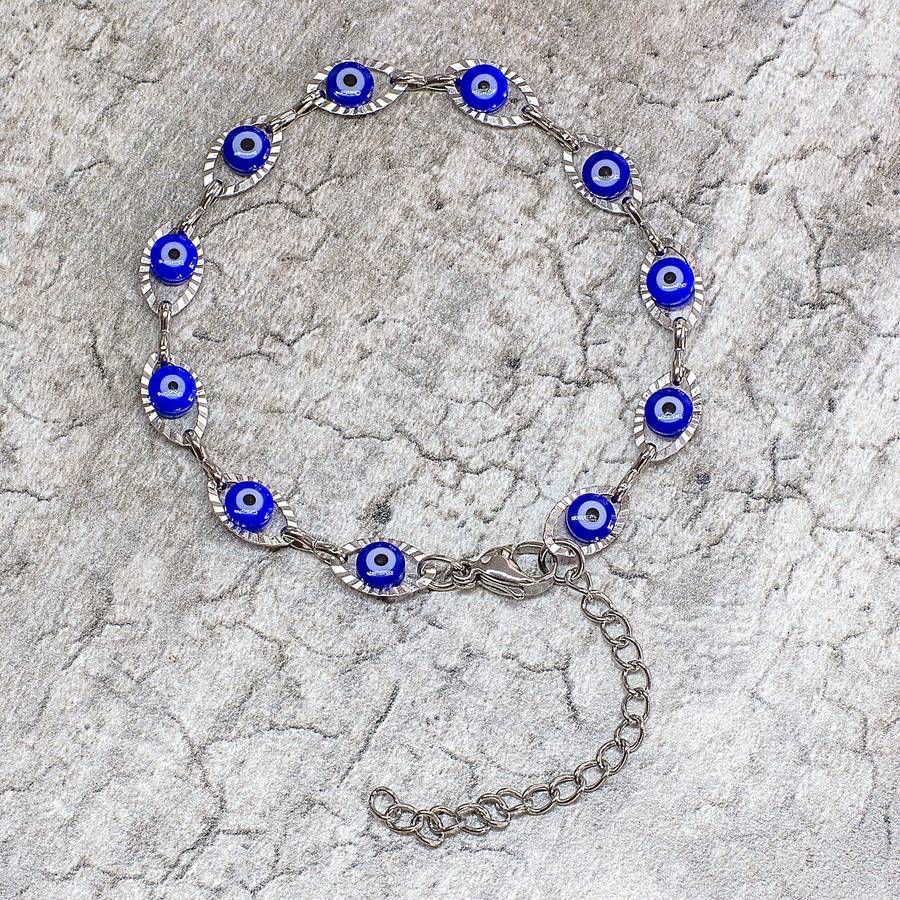 Evil Eye Link Bracelet - Blue