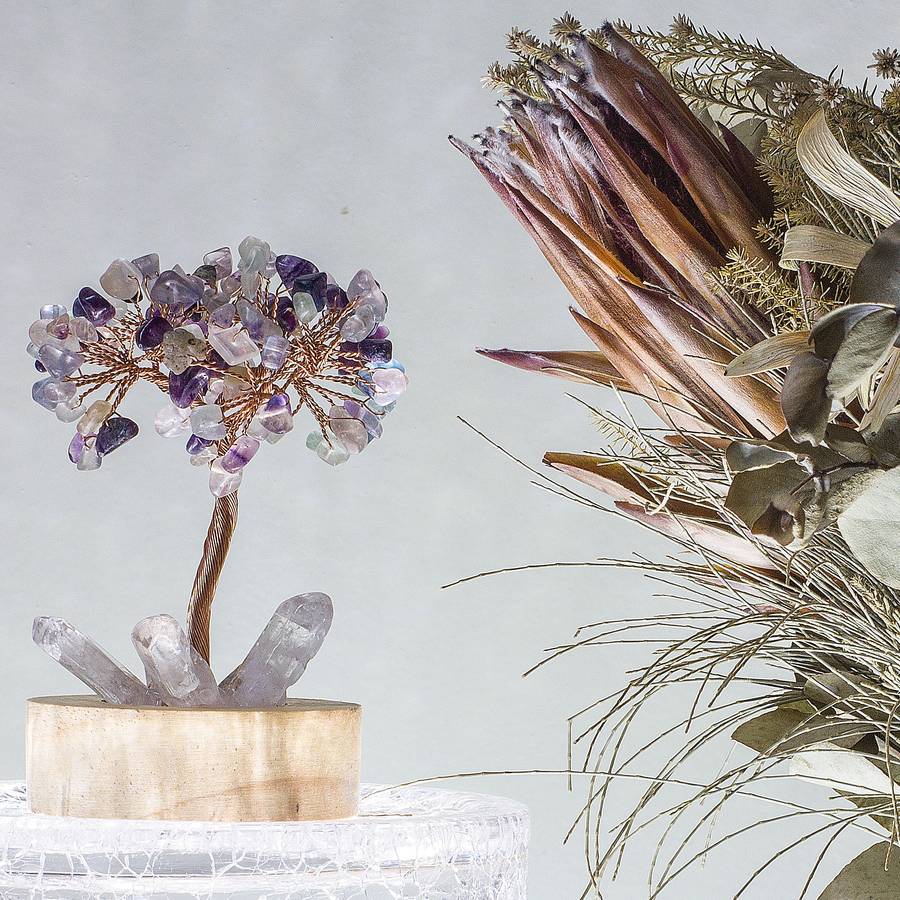 Crystal gemstone tree of life - Night light  - Fluorite