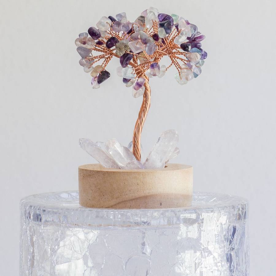 Crystal gemstone tree of life - Night light  - Fluorite