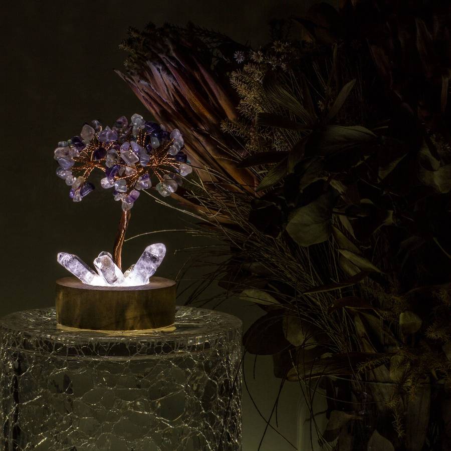 Crystal gemstone tree of life - Night light  - Fluorite