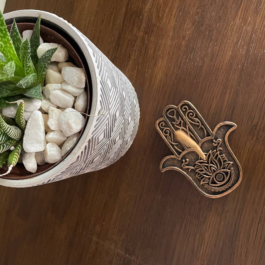 Hamsa Hand Metal Incense holder (Bronze)